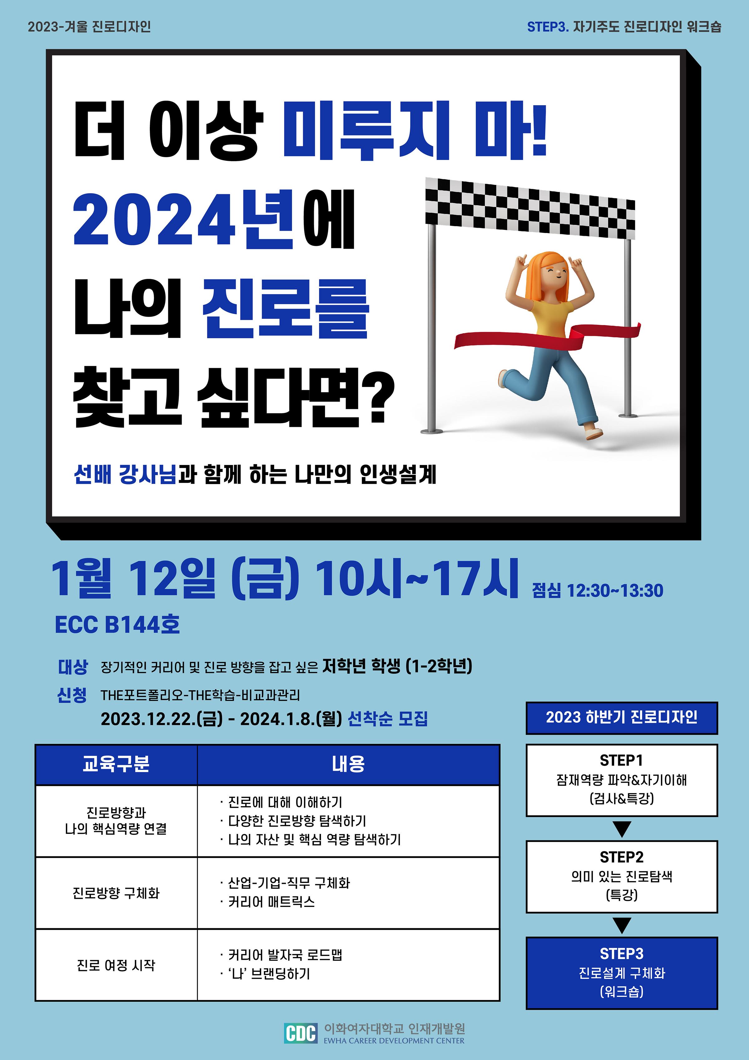 2023년 겨울방학 자기주도 진로디자인 워크숍 안내